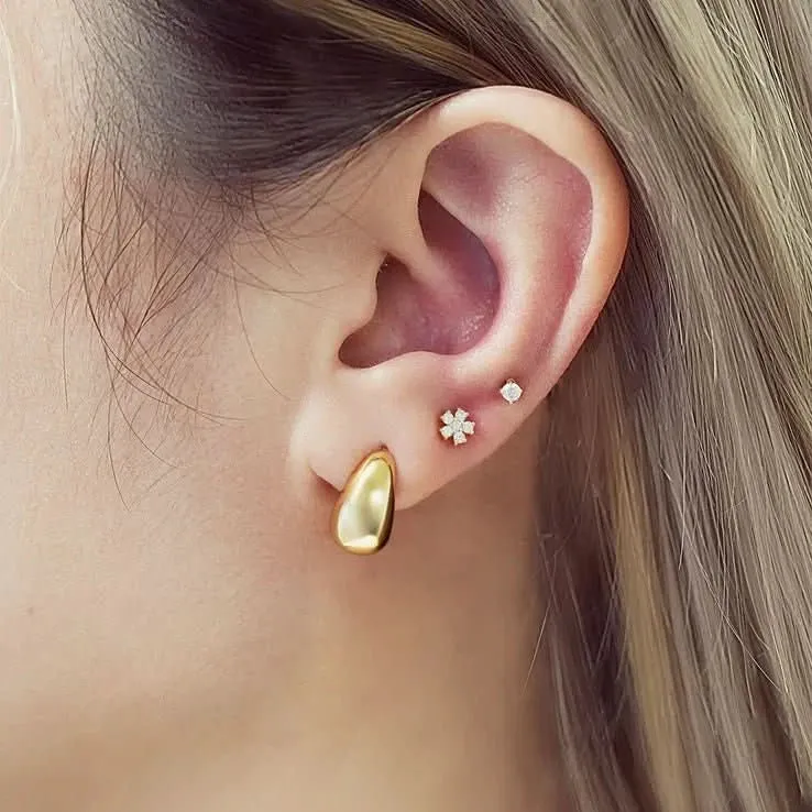 Gold Small Dome Hoop Earrings E062-05G