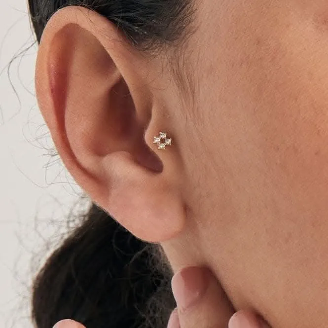 Gold Sparkle Cross Barbell Single Earring E047-13G