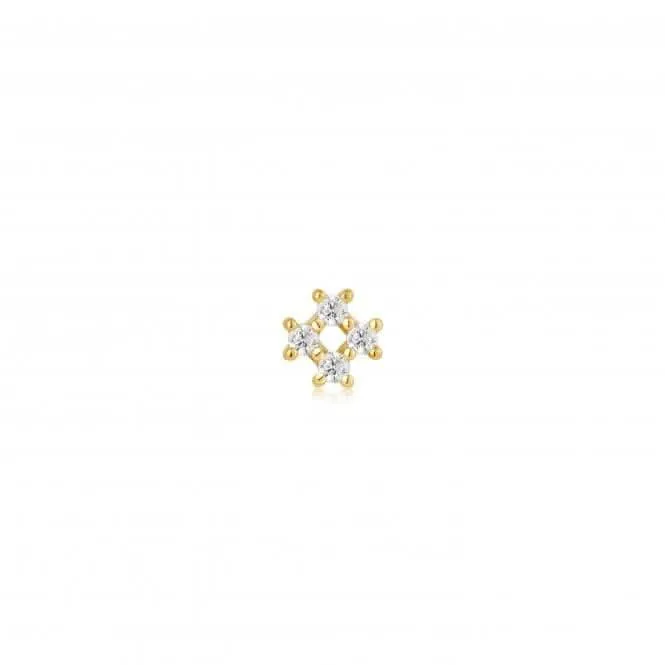 Gold Sparkle Cross Barbell Single Earring E047-13G