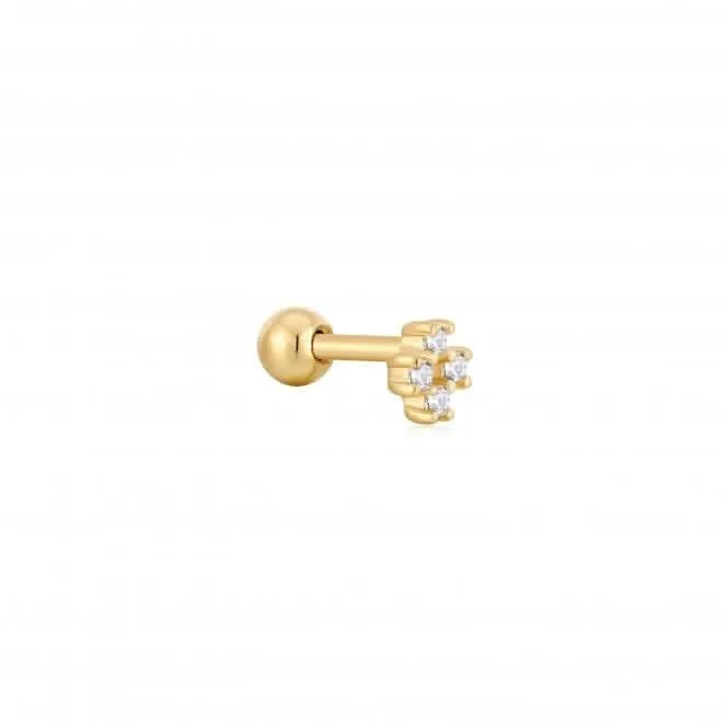 Gold Sparkle Cross Barbell Single Earring E047-13G