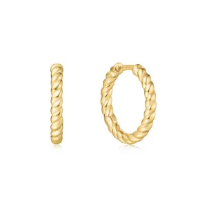 Gold Texture Medium Huggie Hoop Earrings E063-05G