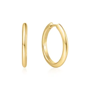 Gold Tube Medium Hoop Earrings E062-03G