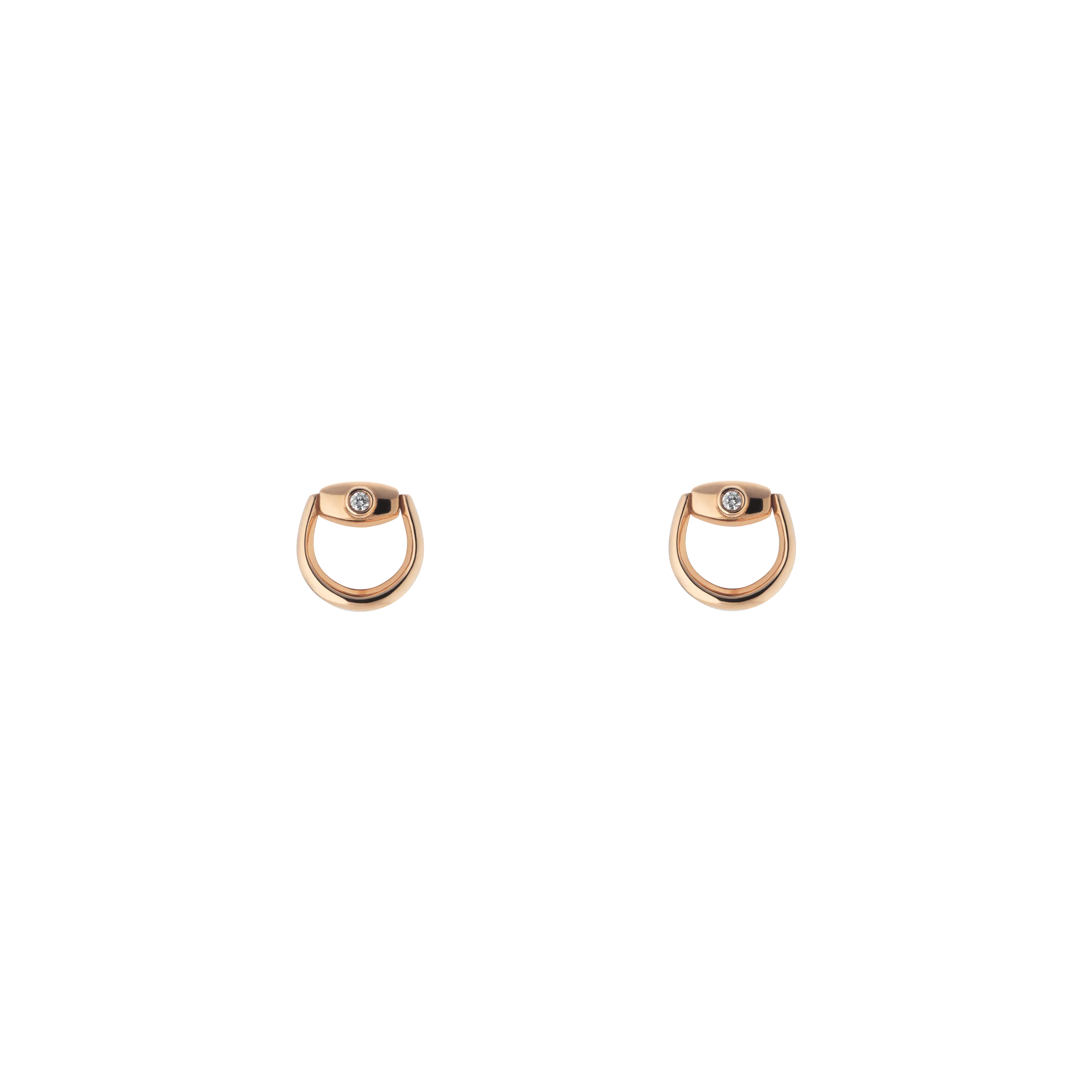 Gucci Horsebit 18ct Rose Gold Diamond Stud Earrings