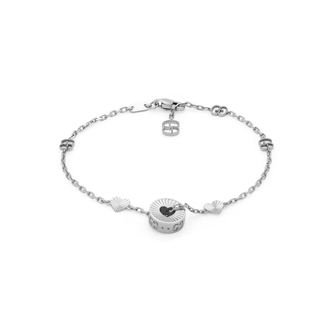 Gucci Icon 18ct White Gold Open Heart Chain Bracelet