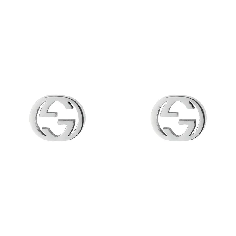 Gucci Interlocking 18ct White Gold 5mm Stud Earrings
