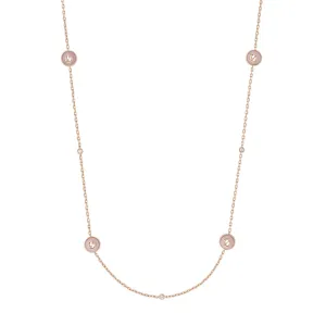 Gucci Interlocking G 18ct Rose Gold Diamond & Pink Opal Necklace