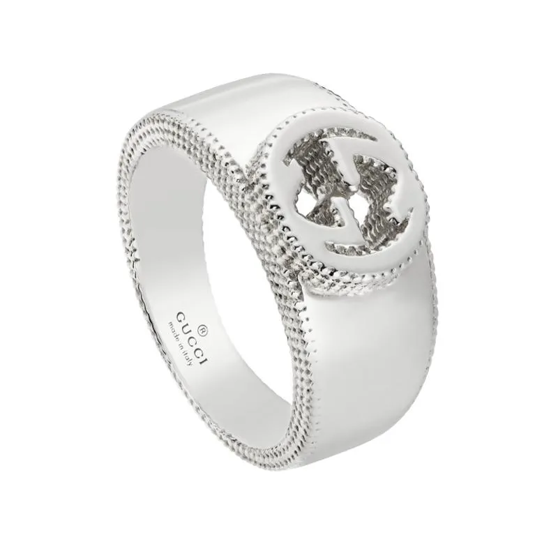 Gucci Interlocking Motif Sterling Silver Ring D