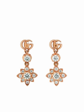 Gucci Flora 18ct Rose Gold Diamond Drop Earrings D