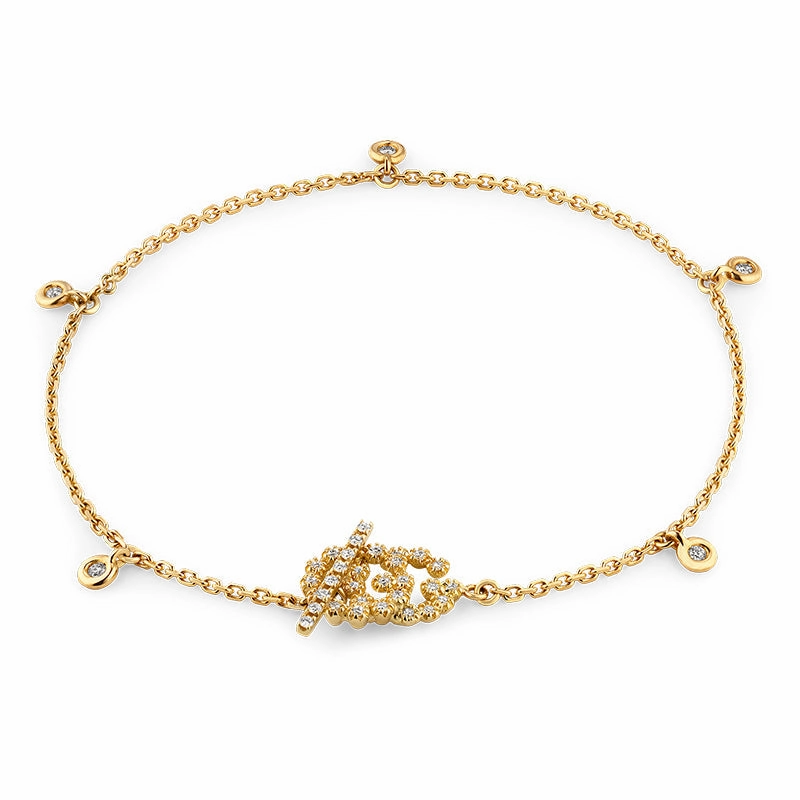 Gucci GG Running 18ct Yellow Gold Diamond Bracelet D
