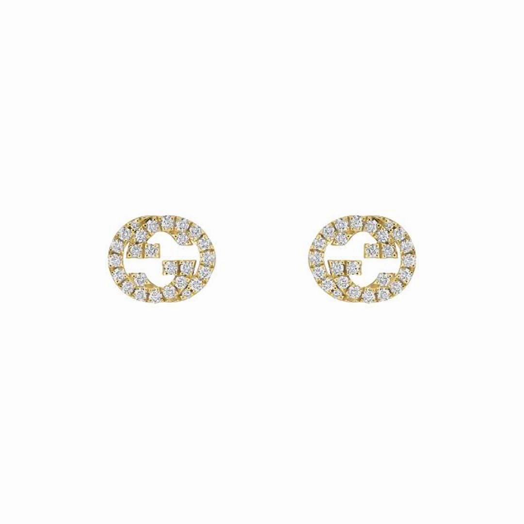 Gucci Interlocking 18ct Yellow Gold 0.38ct Diamond Stud Earrings