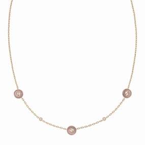 Gucci Interlocking G 18ct Rose Gold Diamond & Pink Opal Necklace