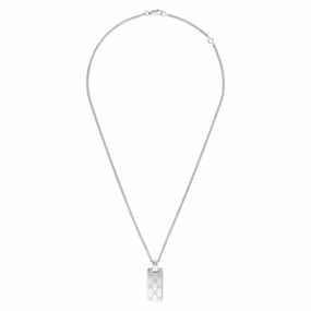 Gucci Signature Sterling Silver GG Tag Necklace