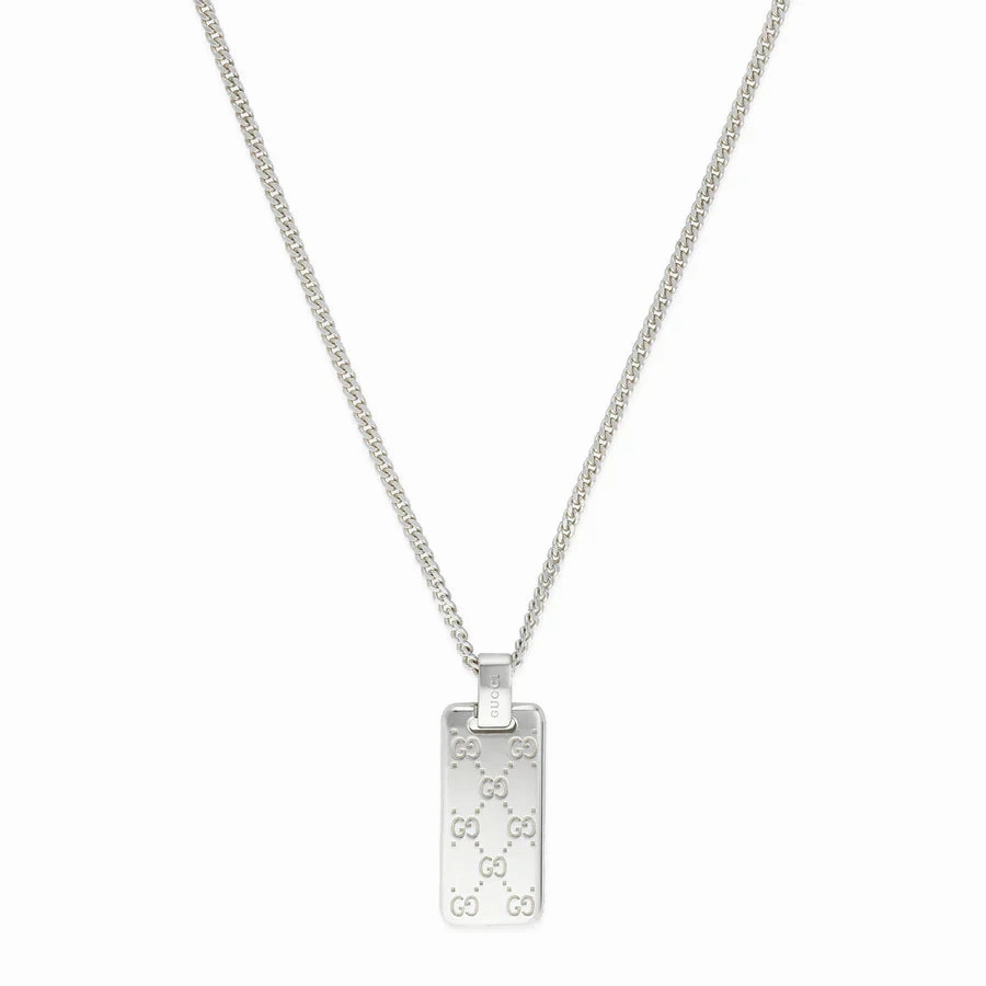 Gucci Signature Sterling Silver GG Tag Necklace