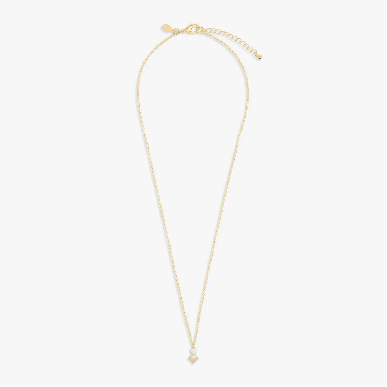 Halo Pearl Cubic Zirconia & Pearl Pendant Gold Plated Necklace 8104