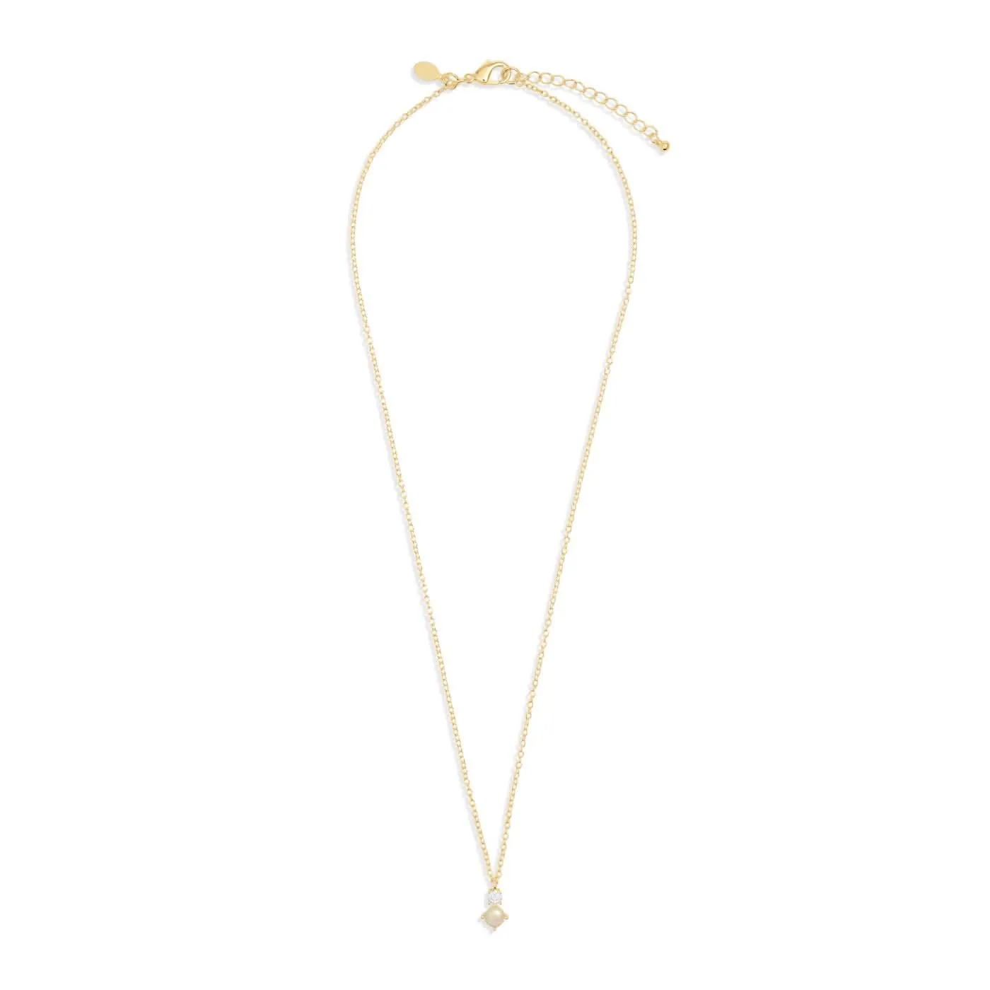 Halo Pearl Cubic Zirconia & Pearl Pendant Gold Plated Necklace 8104