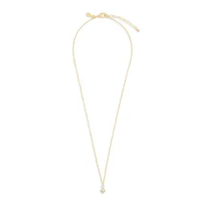 Halo Pearl Cubic Zirconia & Pearl Pendant Gold Plated Necklace 8104