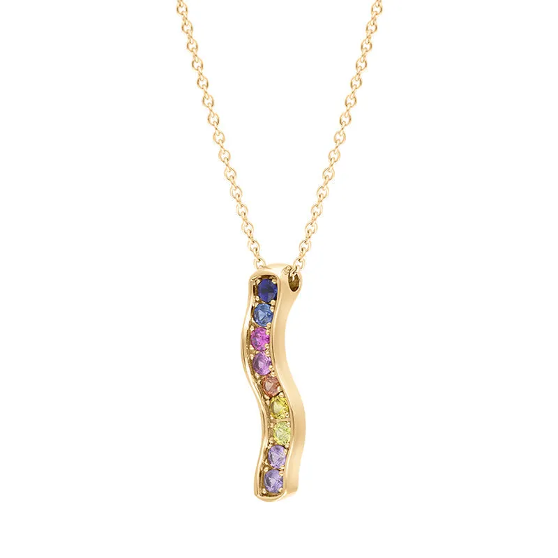 Hans D Krieger 18ct Rose Gold 0.57ct Sapphire Multicoloured Wave Pendant
