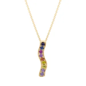 Hans D Krieger 18ct Rose Gold 0.57ct Sapphire Multicoloured Wave Pendant