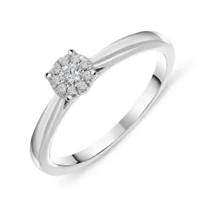 Hans D Krieger 18ct White Gold Diamond Cluster Ring