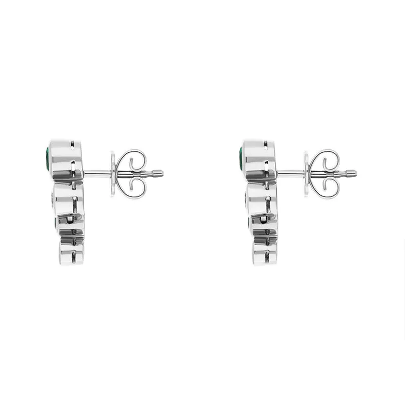 Hans D Krieger 18ct White Gold Emerald Diamond Graduated Bubble Stud Earrings