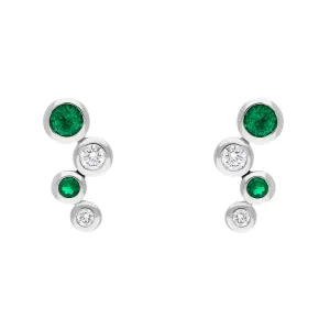 Hans D Krieger 18ct White Gold Emerald Diamond Graduated Bubble Stud Earrings