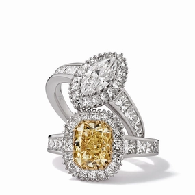Hans D. Kreiger Ring White Gold 18K Fancy Yellow And  Colourless Diamond Set