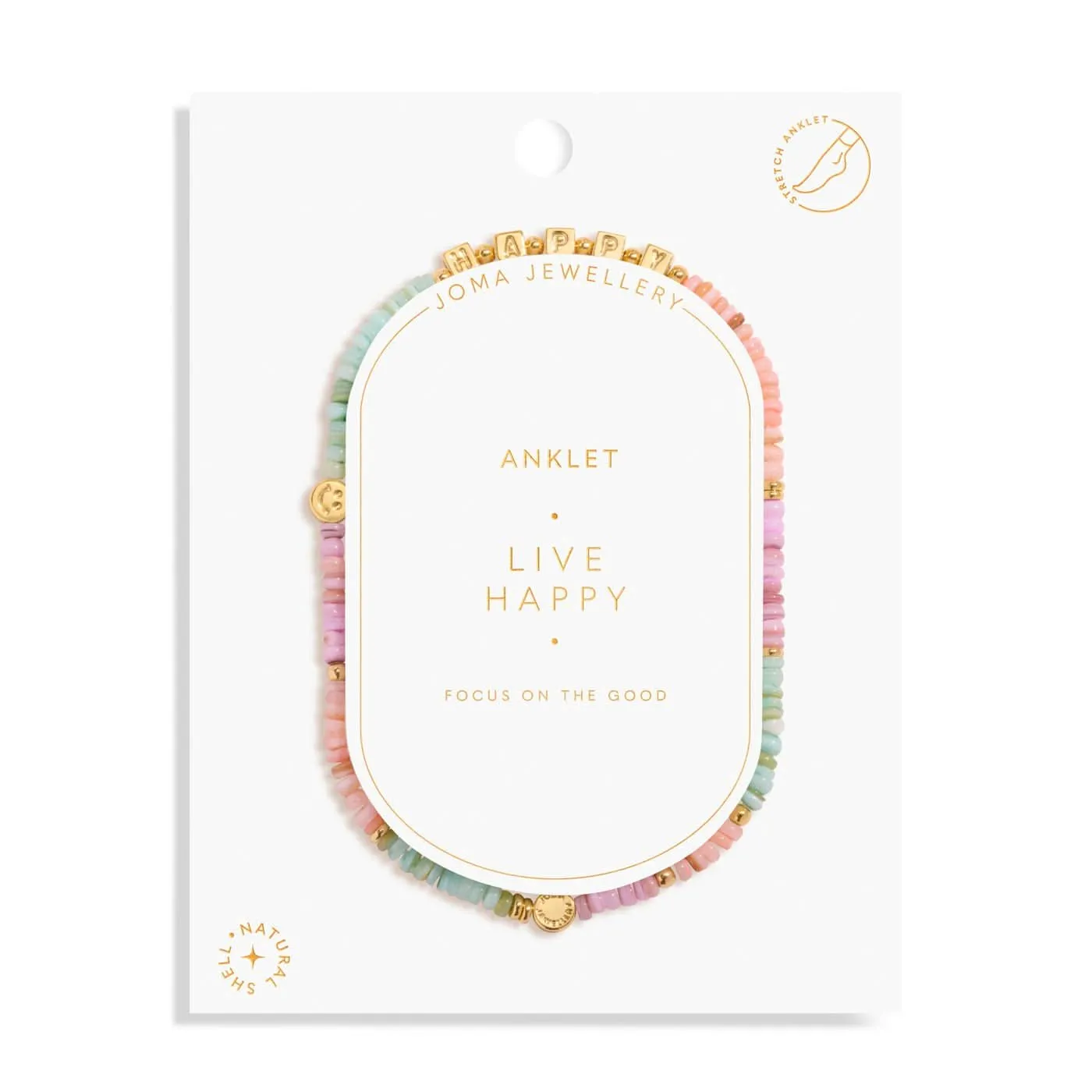 Happy Little Moments Live Happy Gold Plated Anklet 8236