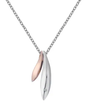 Hot Diamonds Classic Sterling Silver Rose Gold Diamond Leaf Pendant