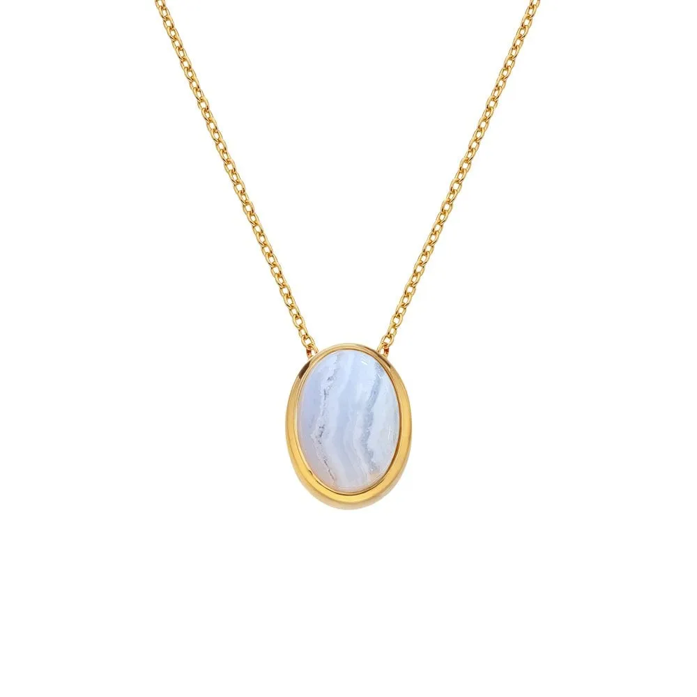 Hot Diamonds Gold Plated Sterling Silver Blue Lace Agate Necklace