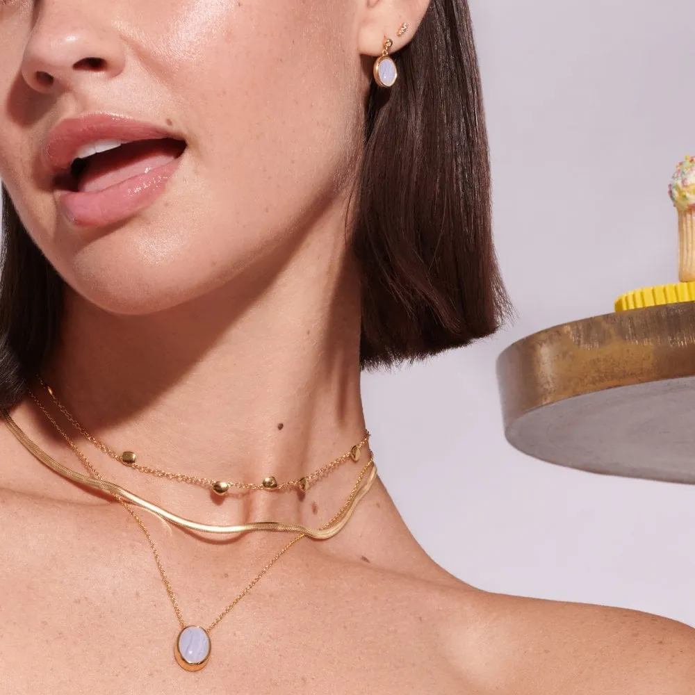 Hot Diamonds Gold Plated Sterling Silver Blue Lace Agate Necklace