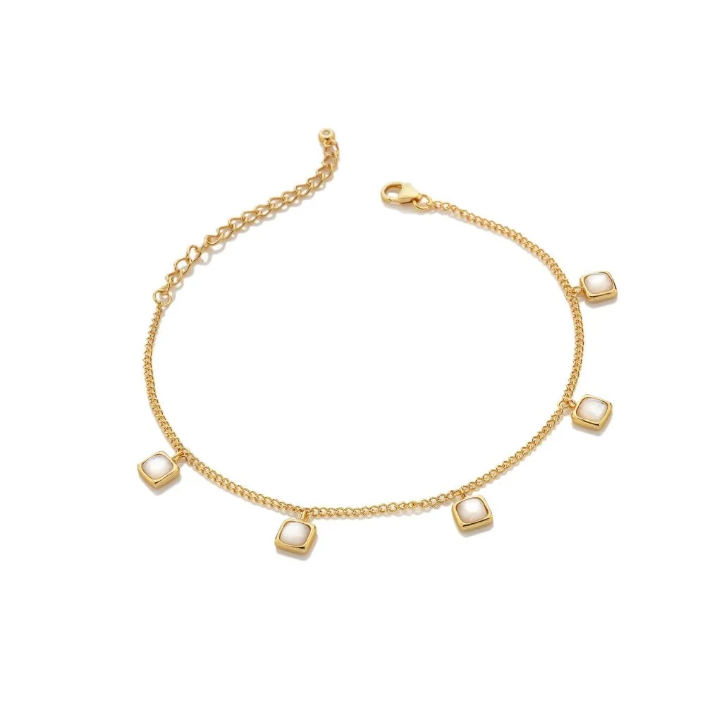 Hot Diamonds Gold Plated Sterling Silver Mother Of Pearl Square Bracelet
