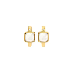 Hot Diamonds Gold Plated Sterling Silver Mother Of Pearl Square Huggie Earrings