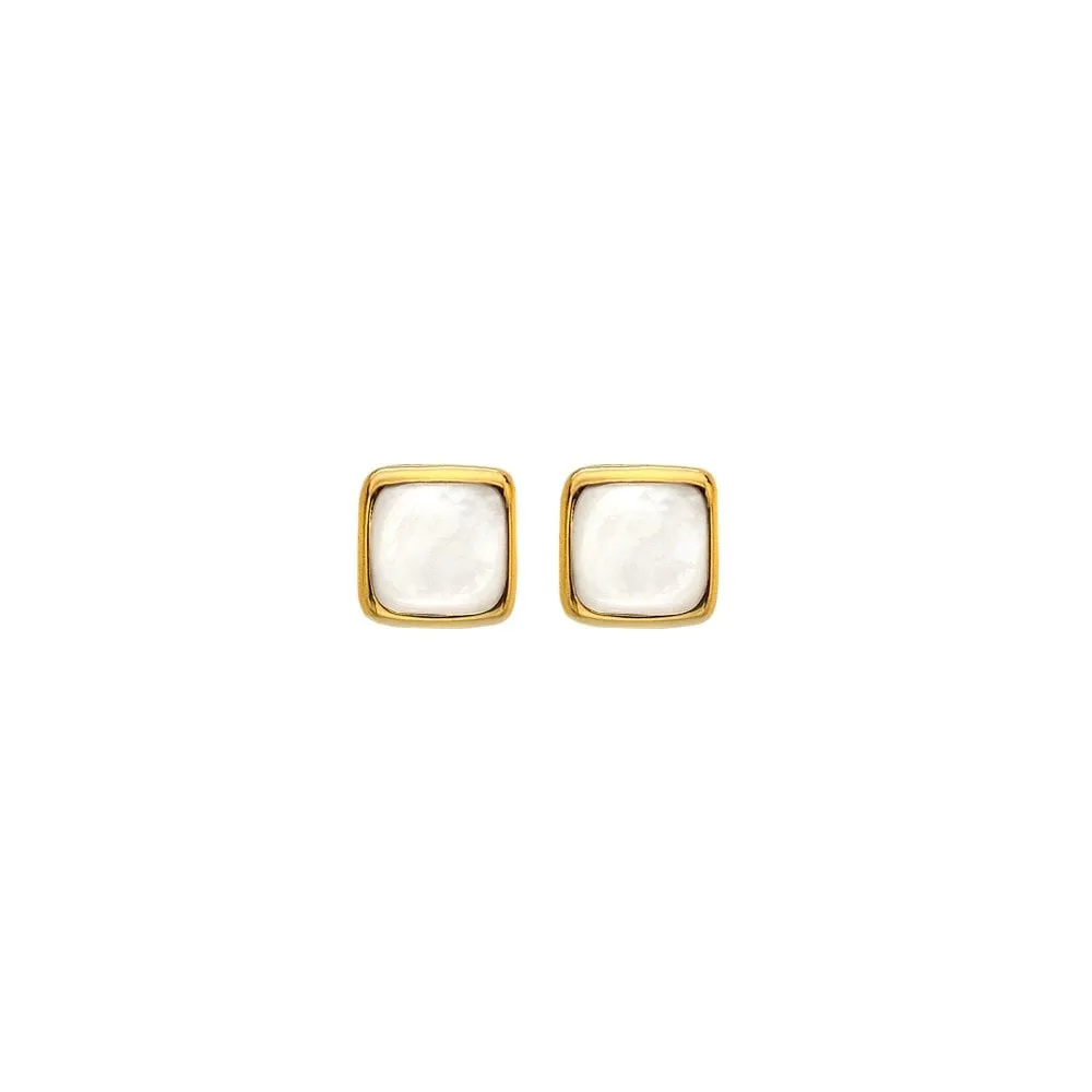 Hot Diamonds Gold Plated Sterling Silver Mother Of Pearl Square Stud Earrings