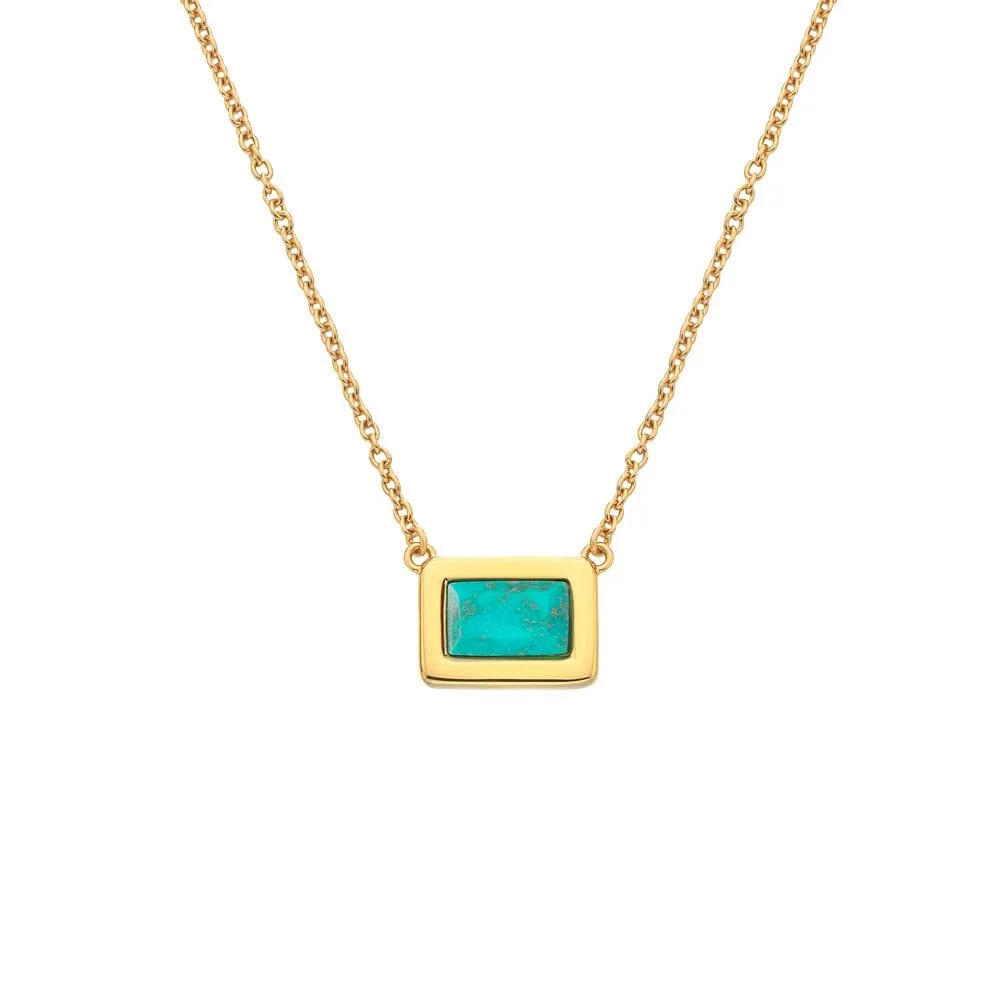 Hot Diamonds Gold Plated Sterling Silver Turquoise Rectangle Necklace