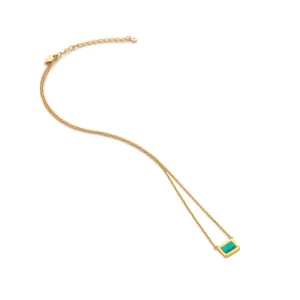 Hot Diamonds Gold Plated Sterling Silver Turquoise Rectangle Necklace