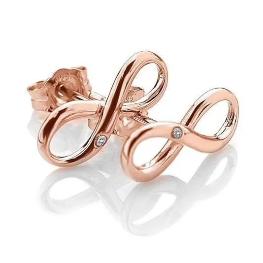 Hot Diamonds Love Sterling Silver Rose Gold Diamond Infinity Earrings