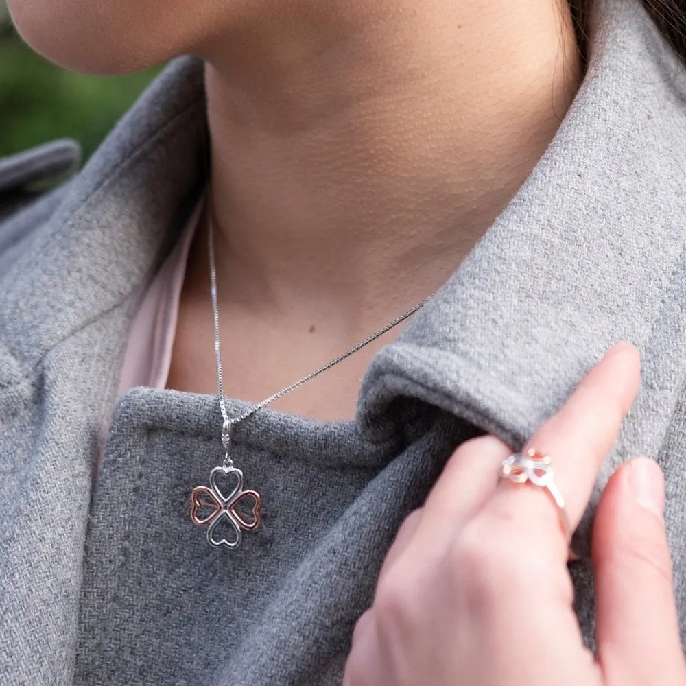 Hot Diamonds Lucky In Love Sterling Silver Rose Gold Plated Pendant D