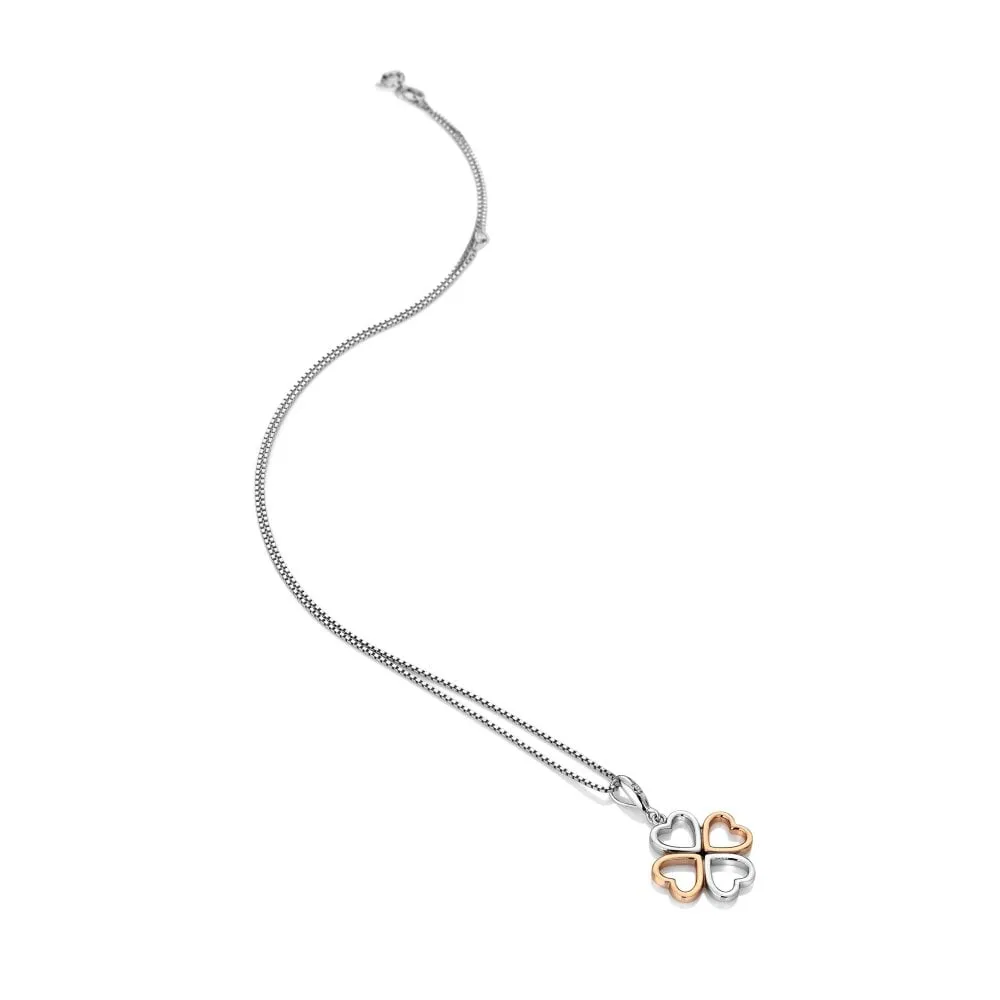 Hot Diamonds Lucky In Love Sterling Silver Rose Gold Plated Pendant D