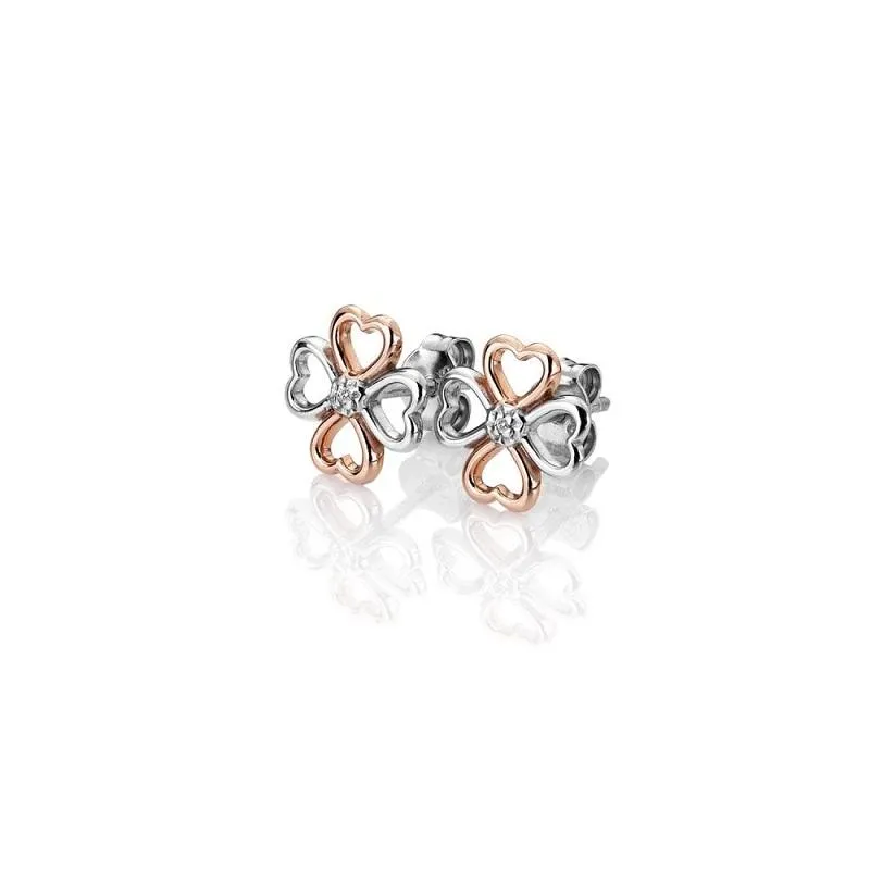 Hot Diamonds Sterling Silver Rose Gold Plate Lucky In Love Stud Earrings