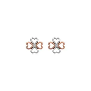 Hot Diamonds Sterling Silver Rose Gold Plate Lucky In Love Stud Earrings