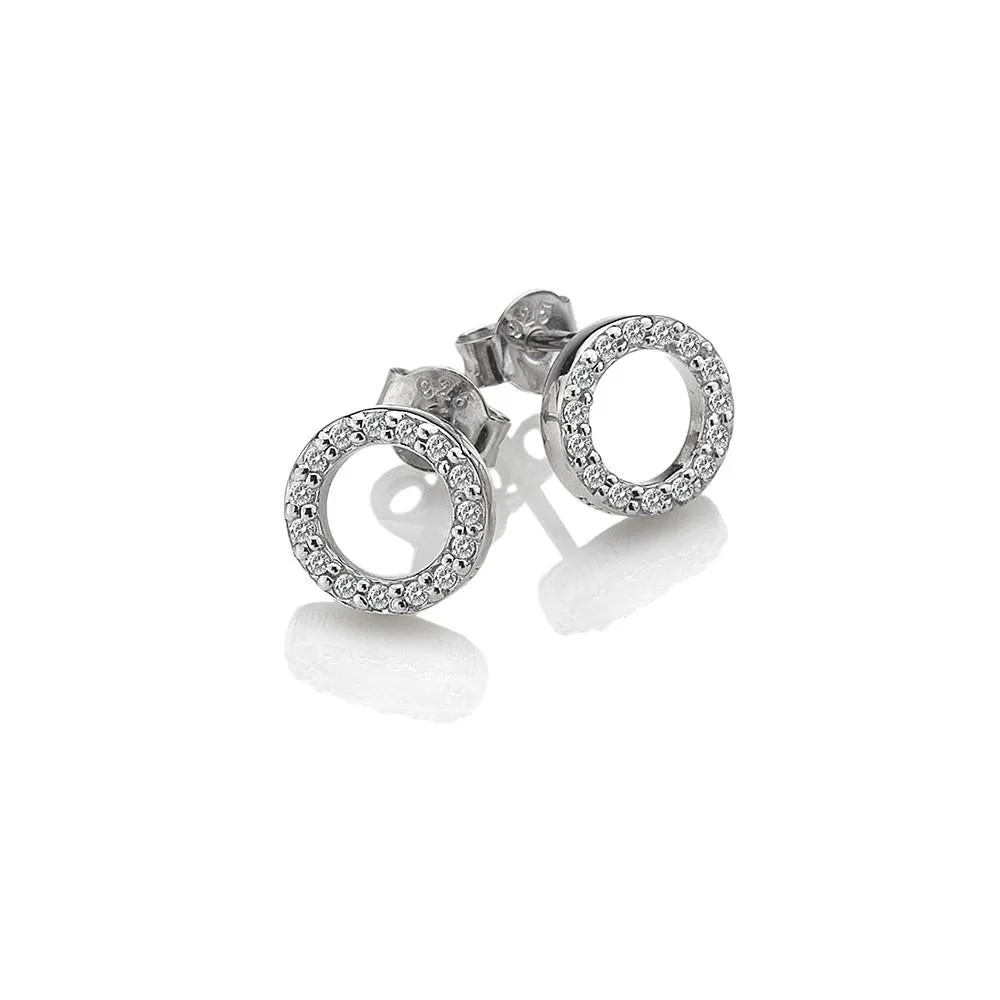 Hot Diamonds Sterling Silver White Topaz Striking Circle Earrings