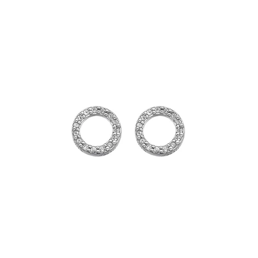 Hot Diamonds Sterling Silver White Topaz Striking Circle Earrings