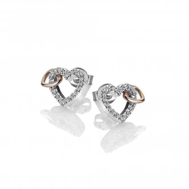 Hot Diamonds Togetherness Sterling Silver Rose Gold Plated White Topaz Stud Earrings
