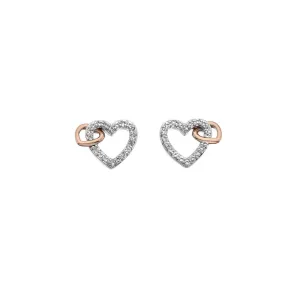 Hot Diamonds Togetherness Sterling Silver Rose Gold Plated White Topaz Stud Earrings
