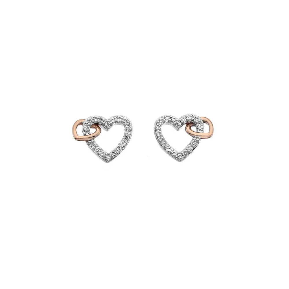 Hot Diamonds Togetherness Sterling Silver Rose Gold Plated White Topaz Stud Earrings
