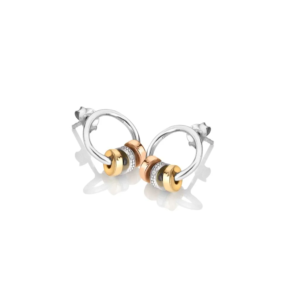 Hot Diamonds Trio Barrel Gold Plated Sterling Silver Drop Earrings D