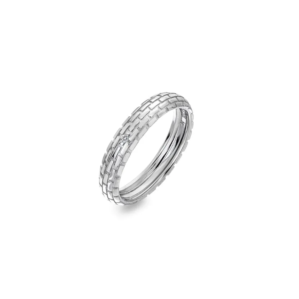 Hot Diamonds Woven Sterling Silver Band Ring D