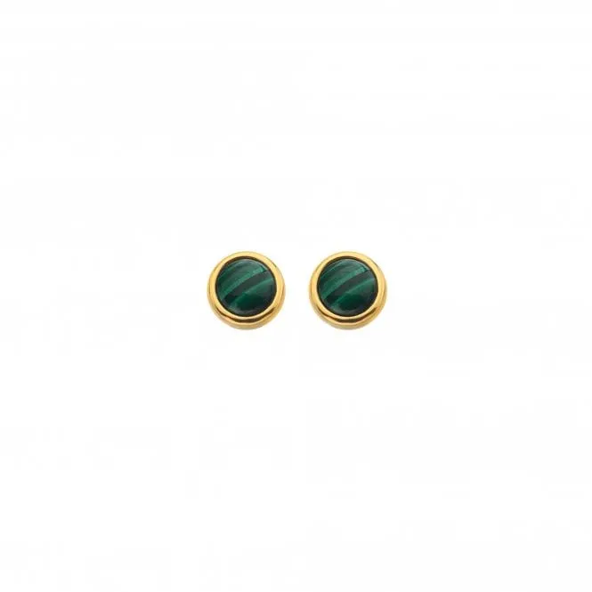 Hot Diamonds x Jac Jossa Gold Plated Sterling Silver Revive Malachite Stud Earrings