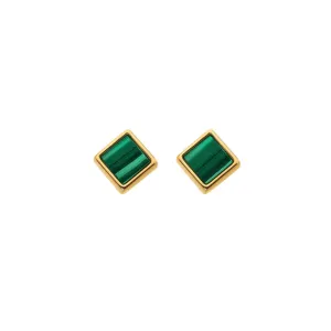 Hot Diamonds x Jac Jossa Gold Plated Sterling Silver Revive Malachite Stud Earrings