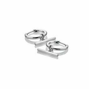 Hot Diamonds Linked T-Bar Sterling Silver Hoop Earrings D